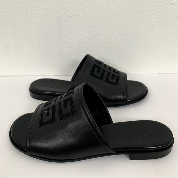 NEW Givenchy 4G Cut-Out Leather Flat Sandals in Black Size US 6 AUTHENTIC - Picture 9 of 12